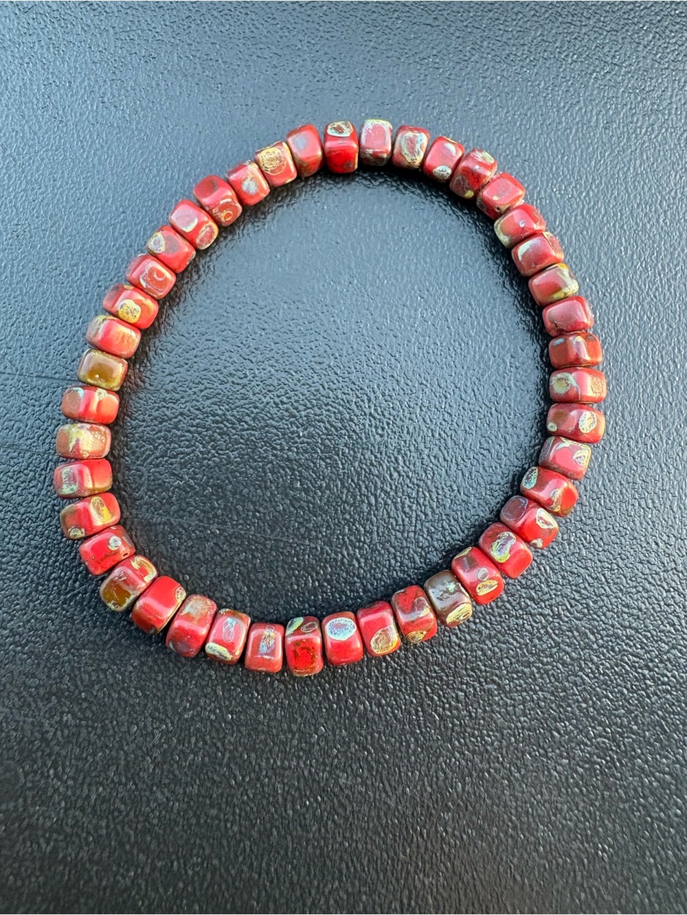 Red Beaded Stretch Bracelet - Unbranded
